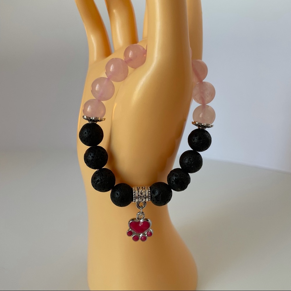 Natural Lava Rock Stone Stretch Bracelet